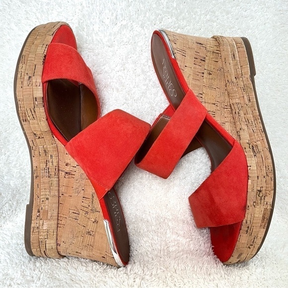 Franco Sarto Tangelo Fiore Wedge Platform Slip on Sandals 4” Cork Size 8.5 M - Picture 3 of 8